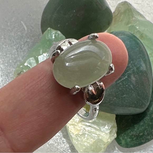 Victorian Green aventurine silver gem ring - Picture 1 of 5